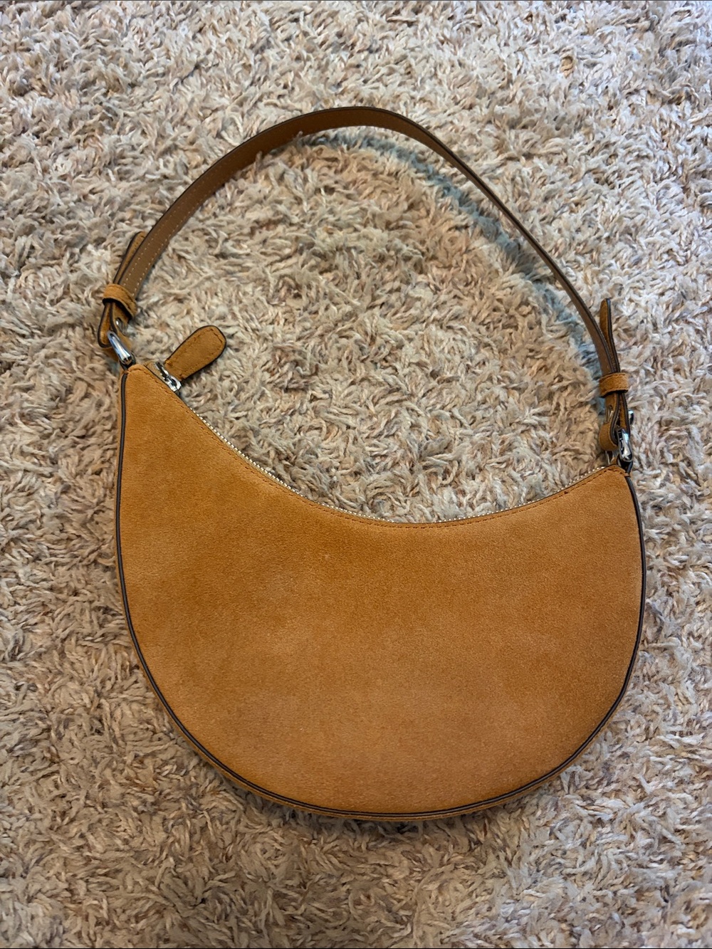 Kate Spade Suede Crescent Shoulder Bag in Tan